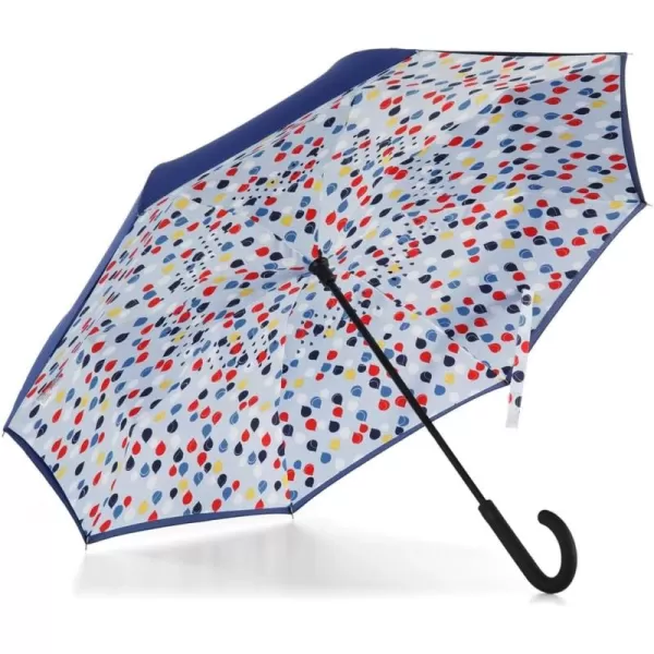 Totes InBrella - Reverse Close Umbrella with Invisible Water Repellent Coating - Auto Close, Inverted, Dripless, and Stormproof for Rainy Weather