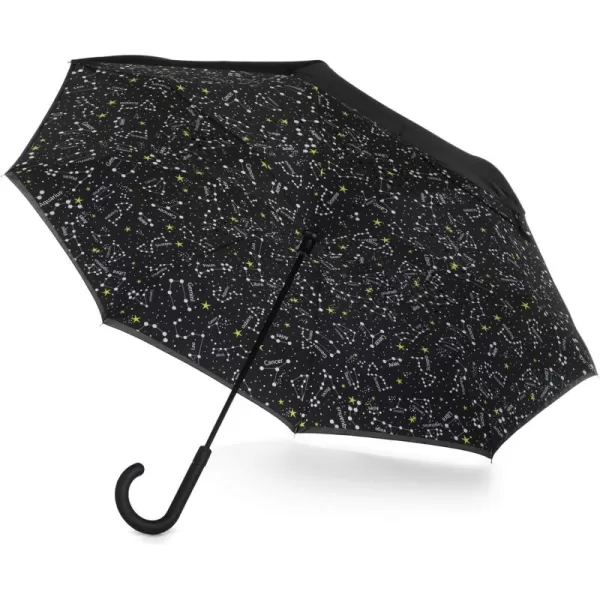 Totes InBrella - Reverse Close Umbrella with Invisible Water Repellent Coating - Auto Close, Inverted, Dripless, and Stormproof for Rainy Weather