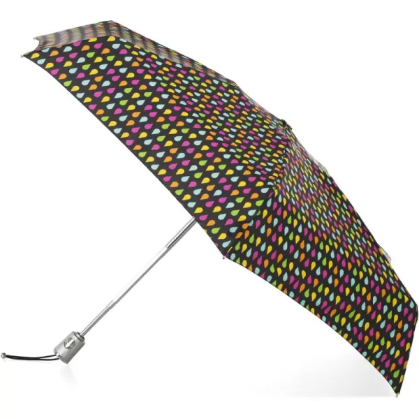 totes Automatic Open Close Water-Resistant Mini Travel Foldable Umbrella with Sun Protection, Black Rain