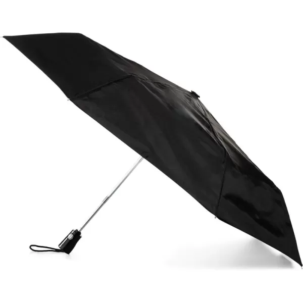 totes Automatic Open Close Water-Resistant Travel Folding Umbrella, Black