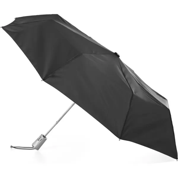 totes Automatic Open Water-Resistant Travel Foldable Umbrella, Black