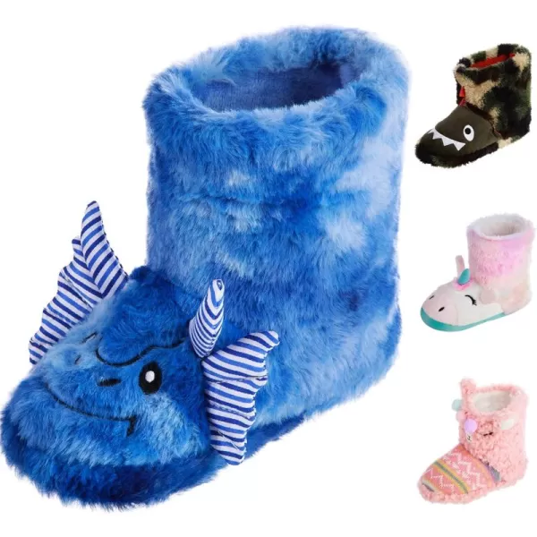 totes Girls Boys Kids Warm Soft Lightweight Washable Toddler Child Boot Slipper with Cute Animal design, Non-Slip Rubber Sole
