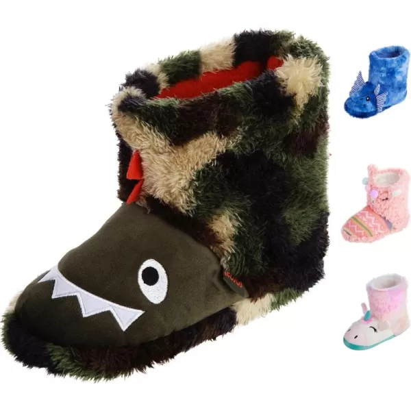 totes Girls Boys Kids Warm Soft Lightweight Washable Toddler Child Boot Slipper with Cute Animal design, Non-Slip Rubber Sole