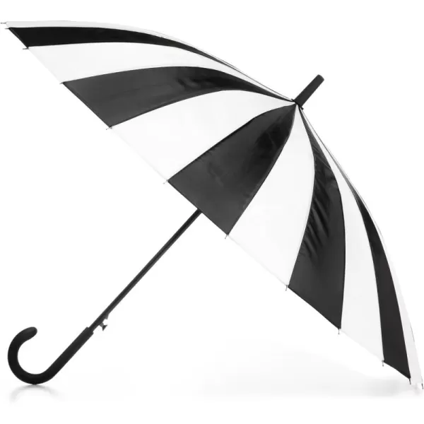 totes Large Eco Auto-Open 24 Rib Stick Umbrella with a Classic J Hook Curved Handle and water repellant