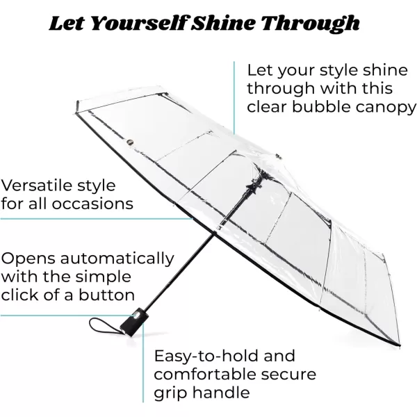 totes Clear Canopy Automatic Open Foldable Umbrella