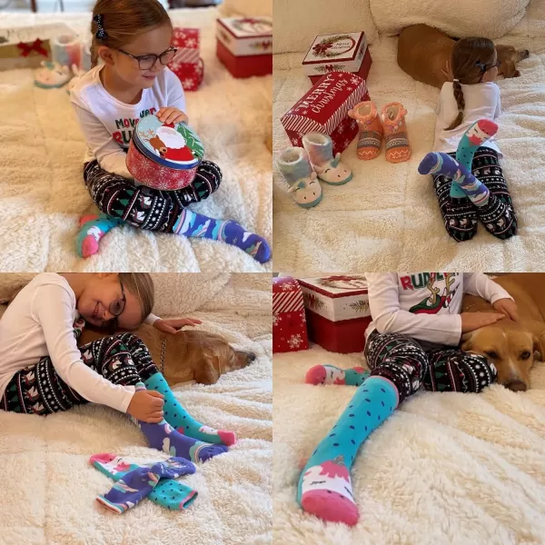 totes Girls Boys Kids Cozy Warm Soft Toddler Child Slipper Sock with Non-Slip Grips and Fun Cute Dino/Unicorn design, 2 Pack