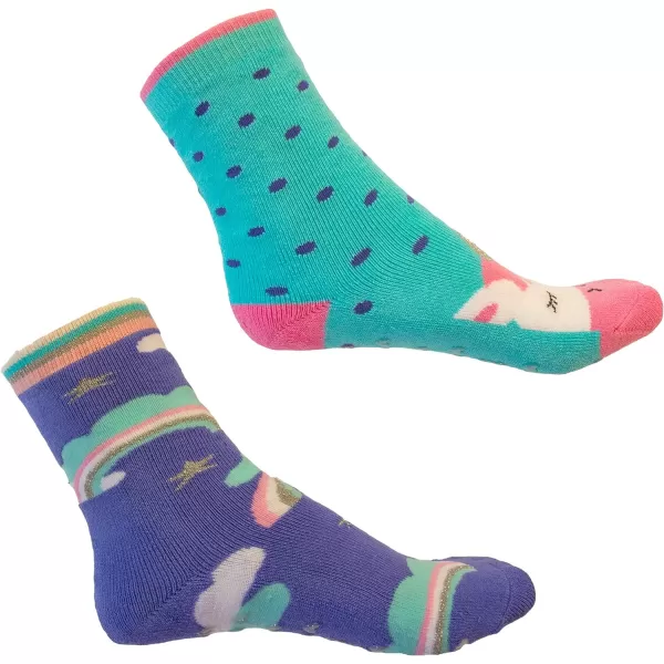 totes Girls Boys Kids Cozy Warm Soft Toddler Child Slipper Sock with Non-Slip Grips and Fun Cute Dino/Unicorn design, 2 Pack