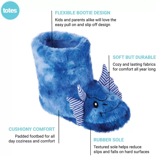 totes Girls Boys Kids Warm Soft Lightweight Washable Toddler Child Boot Slipper with Cute Animal design, Non-Slip Rubber Sole