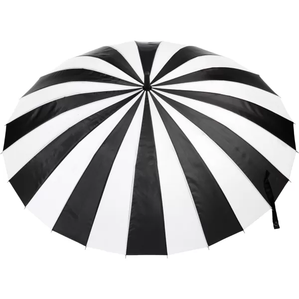 totes Large Eco Auto-Open 24 Rib Stick Umbrella with a Classic J Hook Curved Handle and water repellant