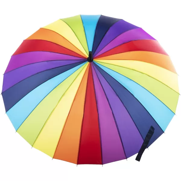 totes Large Eco Auto-Open 24 Rib Stick Umbrella with a Classic J Hook Curved Handle and water repellant