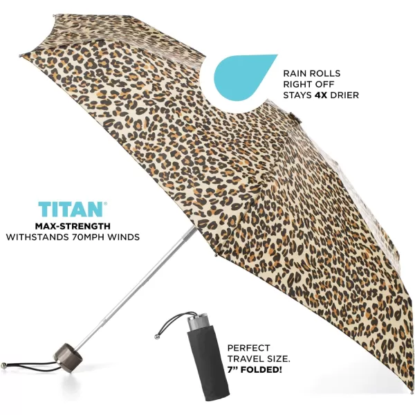 totes Titan Manual Open Windproof &amp; Water-Resistant Compact Foldable Travel Umbrella