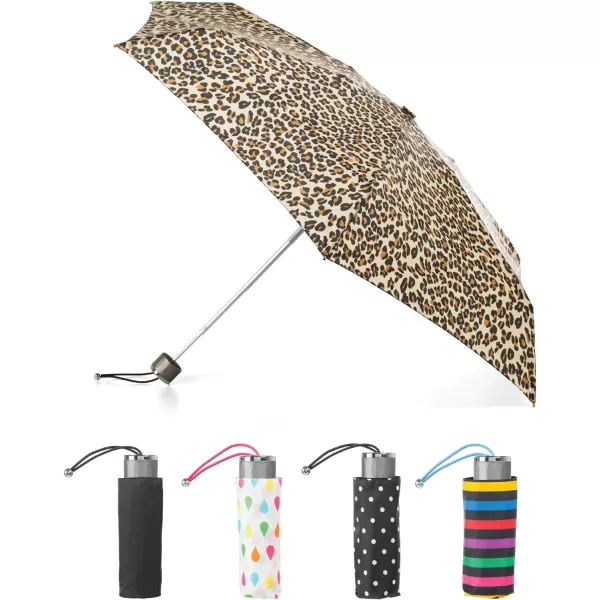 totes Titan Manual Open Windproof &amp; Water-Resistant Compact Foldable Travel Umbrella