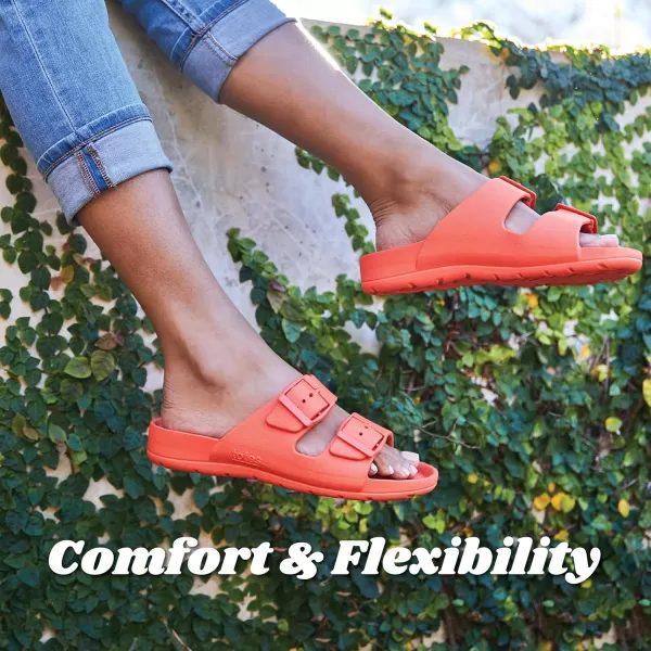 totes Women's Everywear Adjustable Double Buckle Slide Sandal
