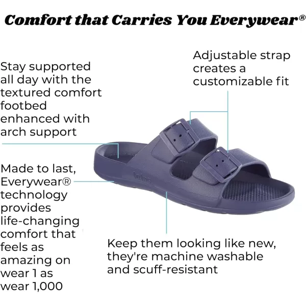 totes Men's Everywear Adjustable Double Buckle Slide Sandal