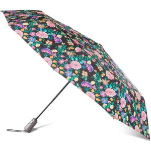 imagetotes Mens and Womens Ultimate Folding Umbrella with Auto Open Close Windproof Sun ProtectionBLACK ELECTRIC FLORAL