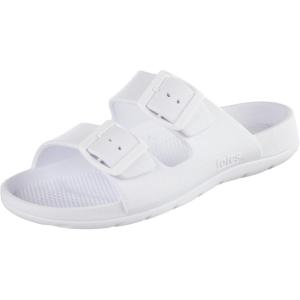 imagetotes Womens Everywear Lightweight Waterproof Adjustable Double Buckle Slide SandalWhite