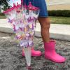 image:imagetotes Kids Clear Lightweight Dome Canopy Bubble Umbrella with Wind and Rain ProtectionUNICORN AND STARS BUBBLE