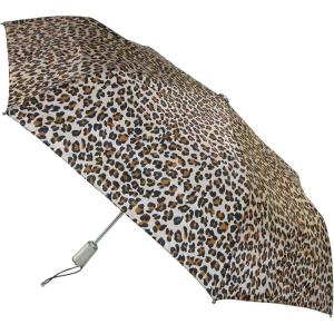 image:imagetotes Automatic Open Close WaterResistant Travel Folding Umbrella with Sun Protection Leopard SpotLeopard Spot