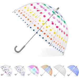 image:imagetotes Kids Clear Lightweight Dome Canopy Bubble Umbrella with Wind and Rain ProtectionDots