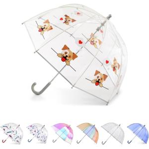 image:imagetotes Kids Clear Lightweight Dome Canopy Bubble Umbrella with Wind and Rain ProtectionHEART DOG