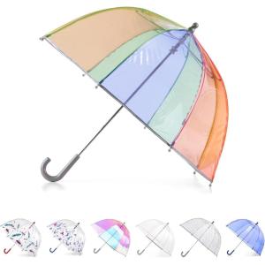 image:imagetotes Kids Clear Lightweight Dome Canopy Bubble Umbrella with Wind and Rain ProtectionRainbow