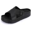 image:imagetotes womens Everywear Lightweight Waterproof Adjustable Cross Buckle Slide SandalBlack