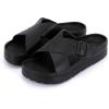 image:imagetotes womens Everywear Lightweight Waterproof Adjustable Cross Buckle Slide SandalBlack