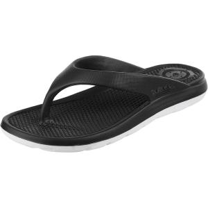 image:imagetotes Womens Everywear Lightweight Waterproof TwoTone Ara Flip Flop SandalsBlack With White Sole
