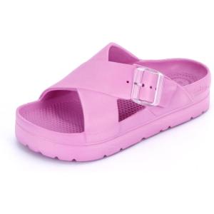 image:imagetotes womens Everywear Lightweight Waterproof Adjustable Cross Buckle Slide SandalSachet