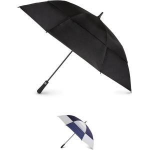 image:imageTotes Auto Open Large Vented Windproof Golf Umbrella with UV and Water Repellent ProtectionBlack