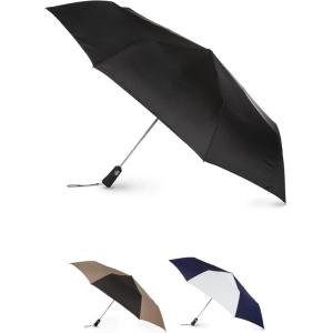 image:imageTotes Auto OpenClose Windproof Compact Large Golf Umbrella with UV and Water Repellant ProtectionBlack