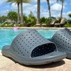 image:imageTotes Mens Everywear Slide Sandals Lightweight Waterproof Comfort Slides with Cushioned Footbed for Pool Beach amp Everyday WearMineral  Vented