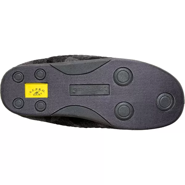 Deer Stags Men's Nordic Slipper, Grey/Black Plaid, 7