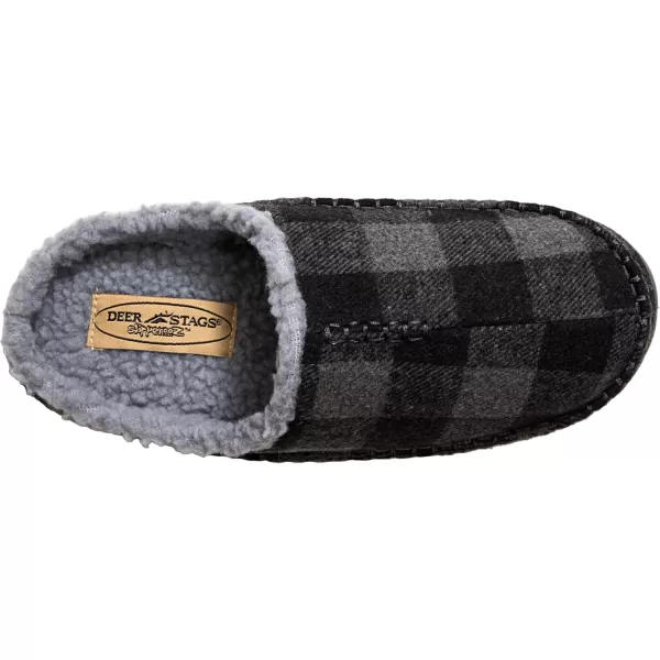 Deer Stags Men's Nordic Slipper, Grey/Black Plaid, 7