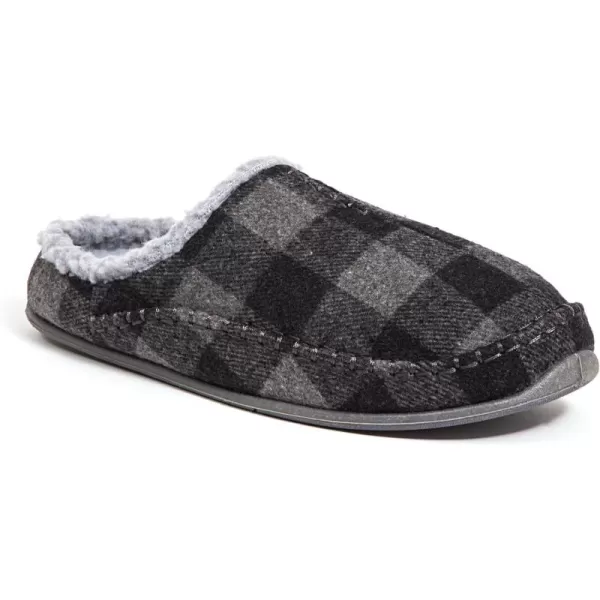 Deer Stags Men's Nordic Slipper, Grey/Black Plaid, 7