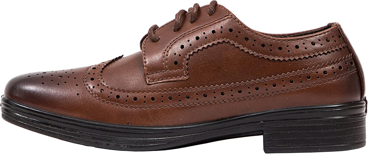Deer Stags Boy's Ace Formal Dress Shoes Wingtip Brogue Oxford for Church, School Uniform, Graduation/Luggage