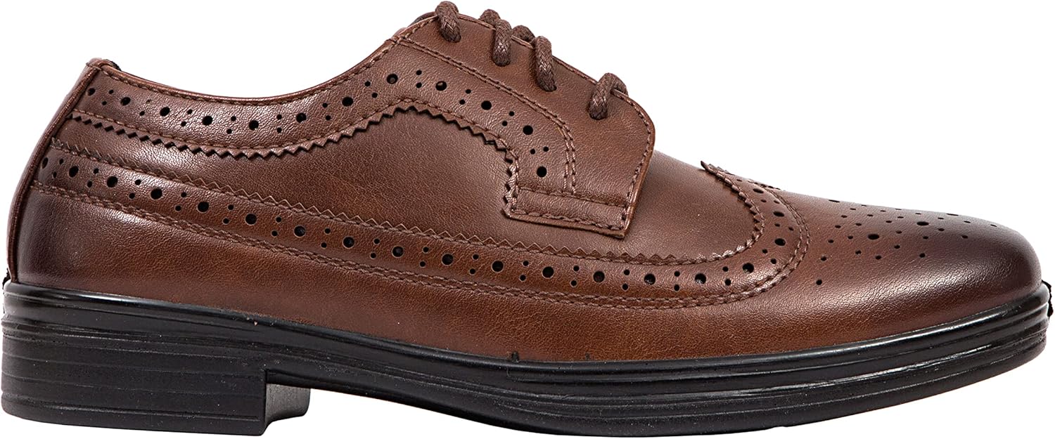 Deer Stags Boy's Ace Formal Dress Shoes Wingtip Brogue Oxford for Church, School Uniform, Graduation/Luggage