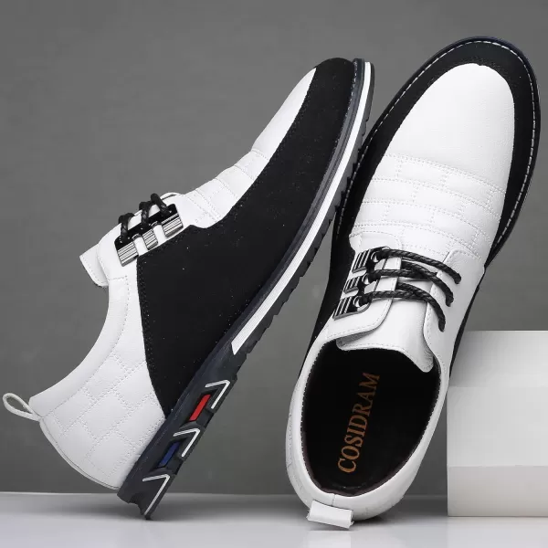 COSIDRAM Men Casual Shoes Fashion Business Luxury Dress Shoes Office Loafers Flats Sneakers for MaleAWhite