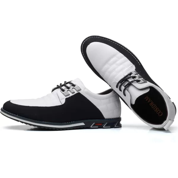 COSIDRAM Men Casual Shoes Fashion Business Luxury Dress Shoes Office Loafers Flats Sneakers for MaleAWhite