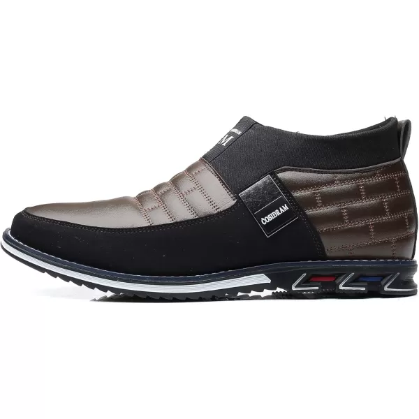 COSIDRAM Men Casual Shoes Hightop Loafers Comfort Walking Sneakers Boots for MaleABrown