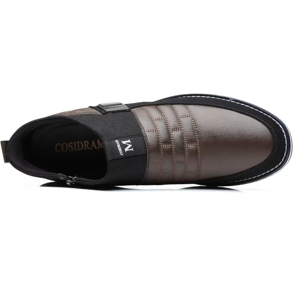 COSIDRAM Men Casual Shoes Hightop Loafers Comfort Walking Sneakers Boots for MaleABrown