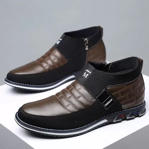 COSIDRAM Men Casual Shoes Hightop Loafers Comfort Walking Sneakers Boots for MaleABrown