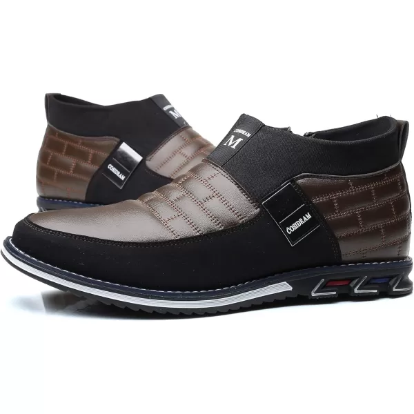COSIDRAM Men Casual Shoes Hightop Loafers Comfort Walking Sneakers Boots for MaleABrown