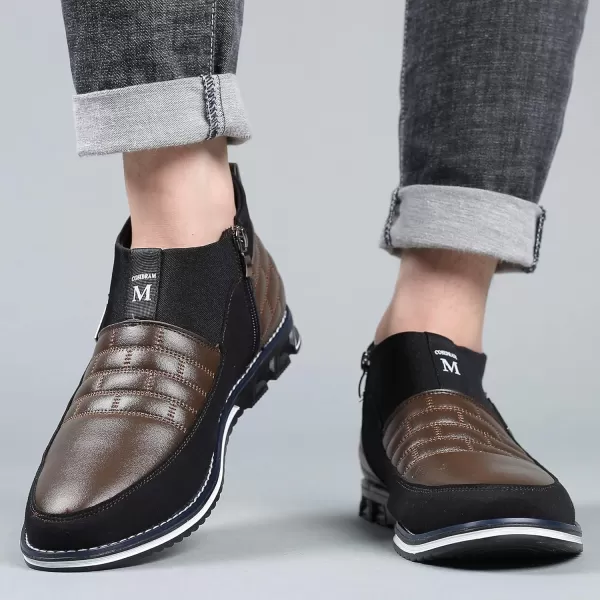 COSIDRAM Men Casual Shoes Hightop Loafers Comfort Walking Sneakers Boots for MaleABrown