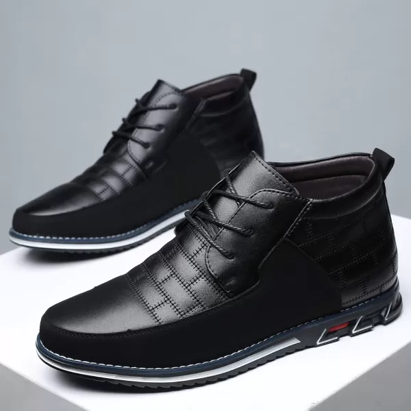 COSIDRAM Men Casual Shoes Hightop Loafers Comfort Walking Sneakers Boots for MaleBBlack