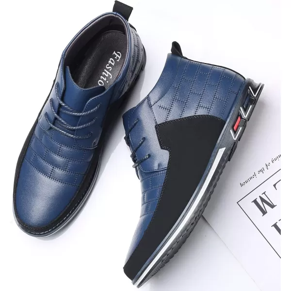 COSIDRAM Men Casual Shoes Hightop Loafers Comfort Walking Sneakers Boots for MaleBBlue