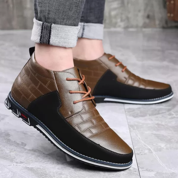 COSIDRAM Men Casual Shoes Hightop Loafers Comfort Walking Sneakers Boots for MaleBBrown