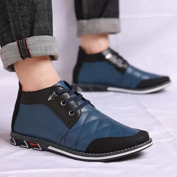 COSIDRAM Men Casual Shoes Hightop Loafers Comfort Walking Sneakers Boots for MaleCBlue