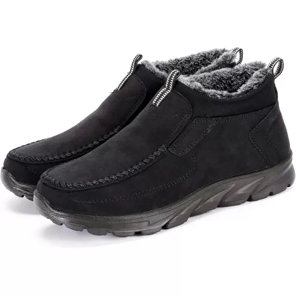 COSIDRAM Men Shoes Winter Snow Boots Cottonpadded Slip on Casual Warm Walking Sneakers House ShoesABlack