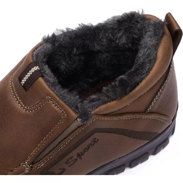 COSIDRAM Men Shoes Winter Snow Boots Cottonpadded Slip on Casual Warm Walking Sneakers House ShoesBCoffee